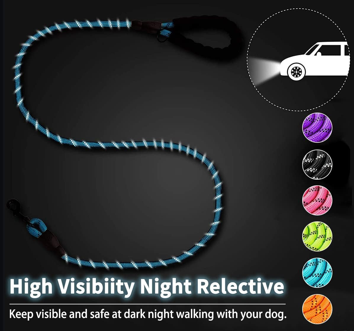 2 Pack Reflective Dog Leash for Medium Large Dogs with Collapsible Pet Bowl