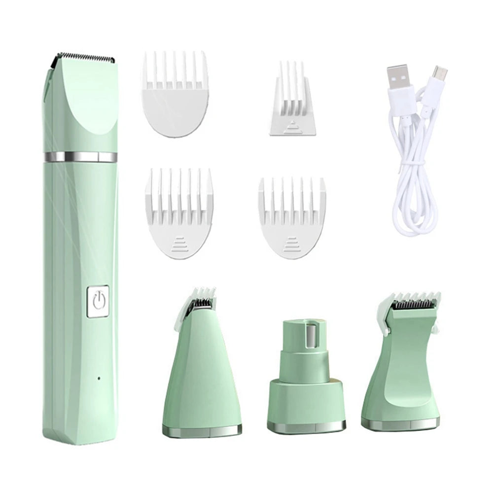 UBBT 4-in-1 Professional Pet Electric Hair Clipper with Four Blades, Grooming Trimmer, and Nail Grinder for Dogs and Cats