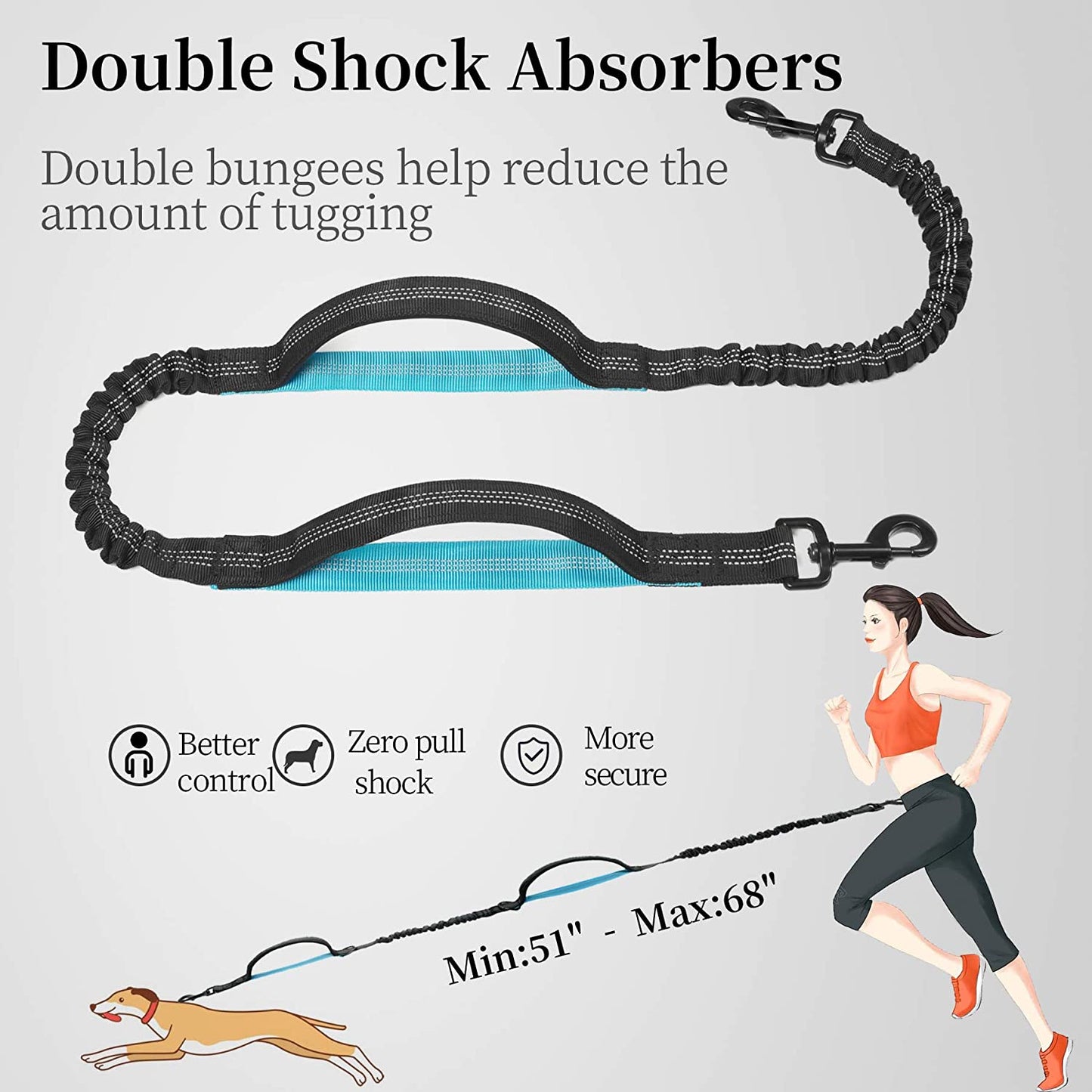 Hands Free Dog Leash with Zipper Pouch