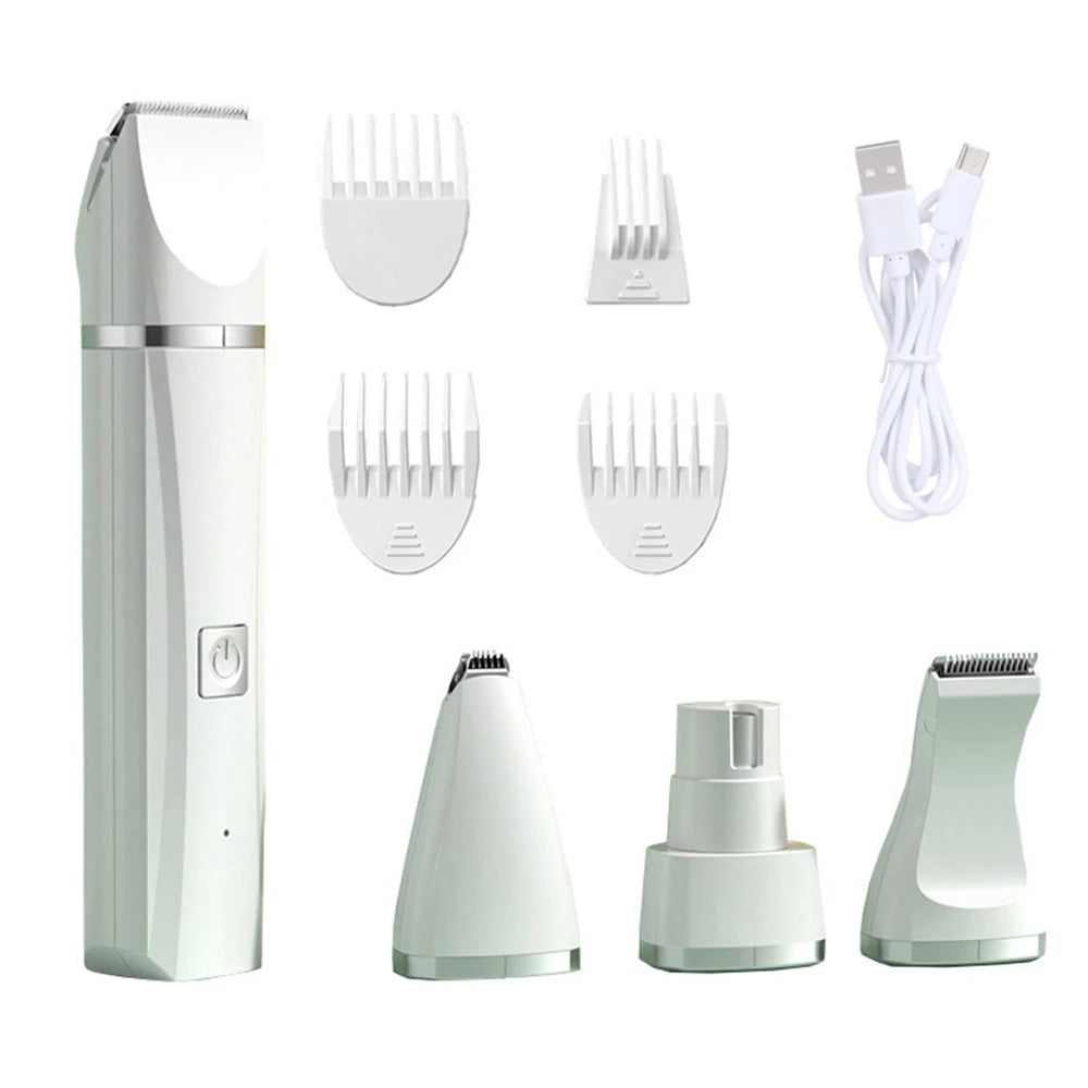 UBBT 4-in-1 Professional Pet Electric Hair Clipper with Four Blades, Grooming Trimmer, and Nail Grinder for Dogs and Cats