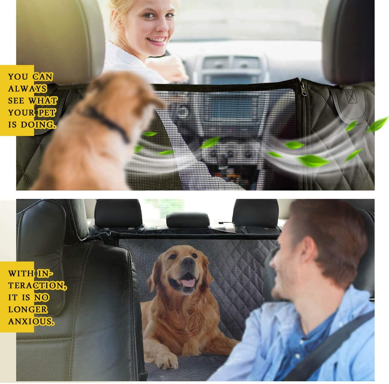 Premium 100% Waterproof Dog Back Seat Cover with Mesh Visual Window – Anti-Slip Hammock for Safe Pet Travel