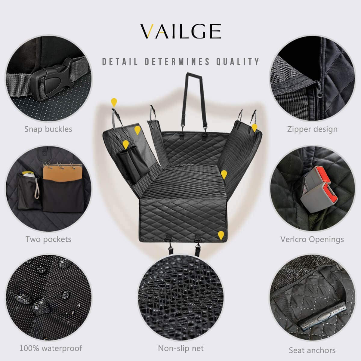 Premium 100% Waterproof Dog Back Seat Cover with Mesh Visual Window – Anti-Slip Hammock for Safe Pet Travel