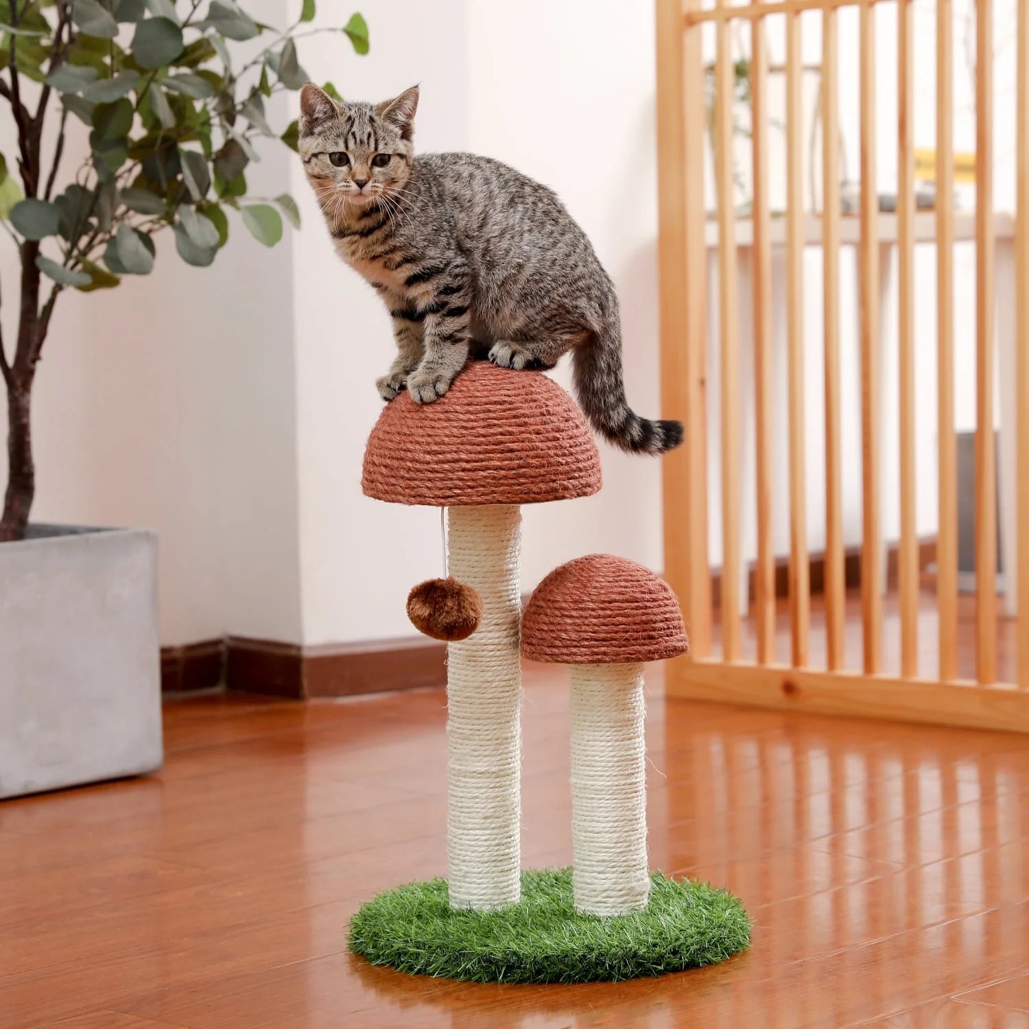 2 Mushroom 19" Cat Scratching Post for Kittens and Small Cats