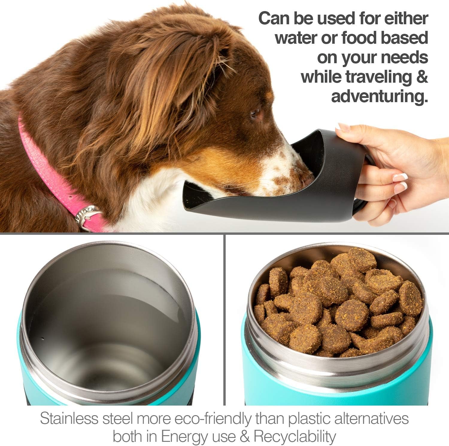 Portable Insulated Dog Water Bottle and Dispenser - 22 Oz Stainless Steel, Optimal Temperature for Travel