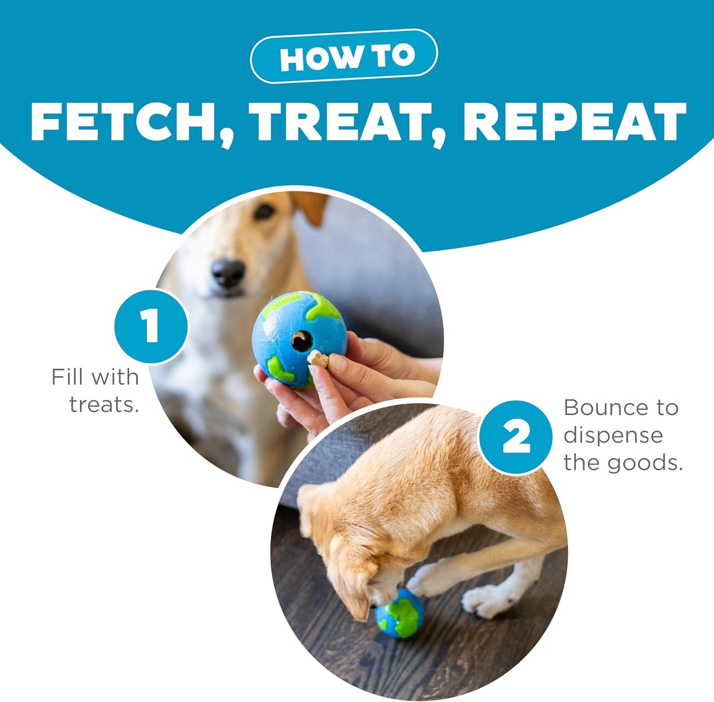 Outward Hound Orbee-Tuff Planet Ball Treat-Dispensing Dog Toy - Small, Blue/Green