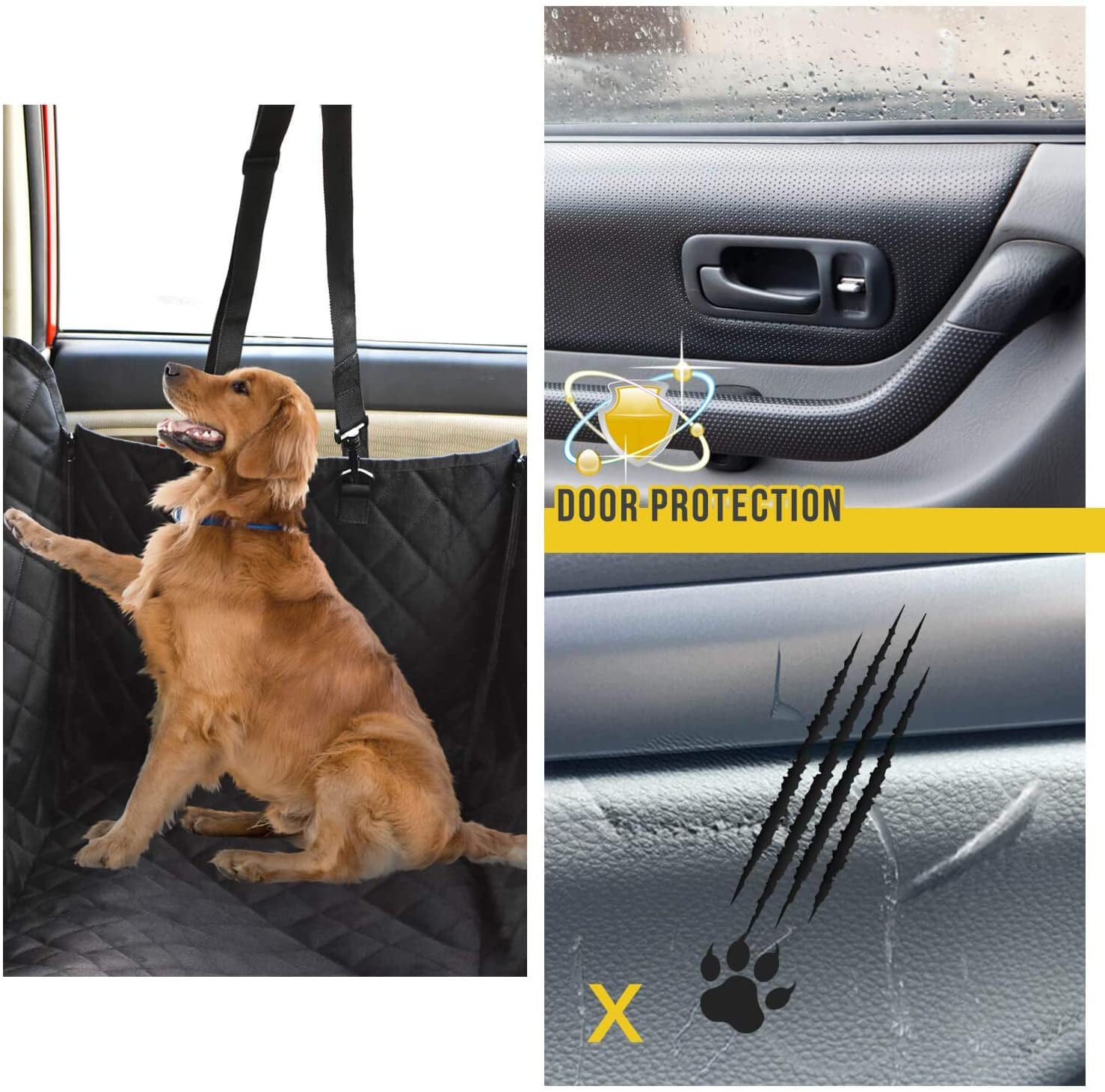 Premium 100% Waterproof Dog Back Seat Cover with Mesh Visual Window – Anti-Slip Hammock for Safe Pet Travel