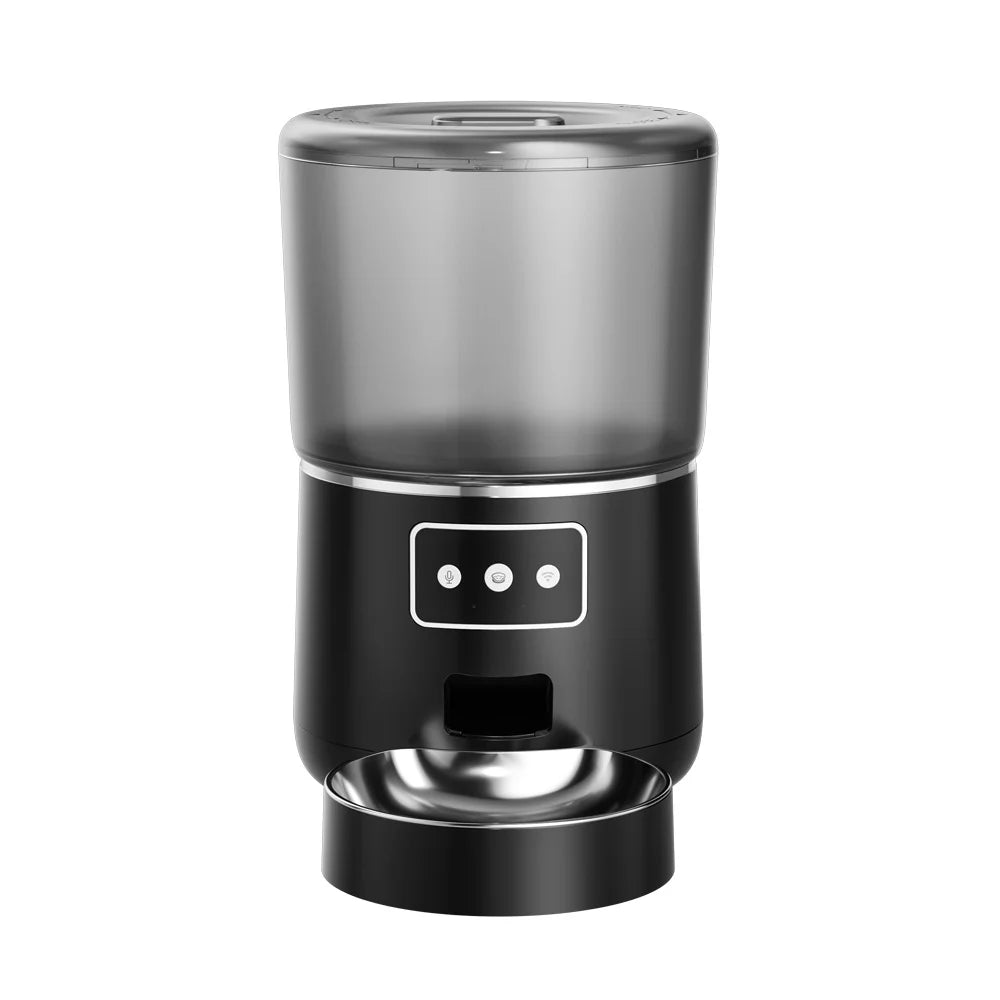 Automatic Smart Wi-Fi Pet Feeder for Dogs and Cats, 4L Capacity, Black
