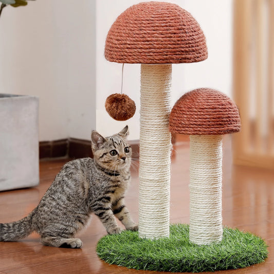 2 Mushroom 19" Cat Scratching Post for Kittens and Small Cats