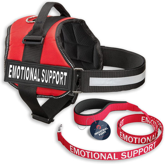 Small Dog Reflective Emotional Support Vest Harness with Matching Leash Set