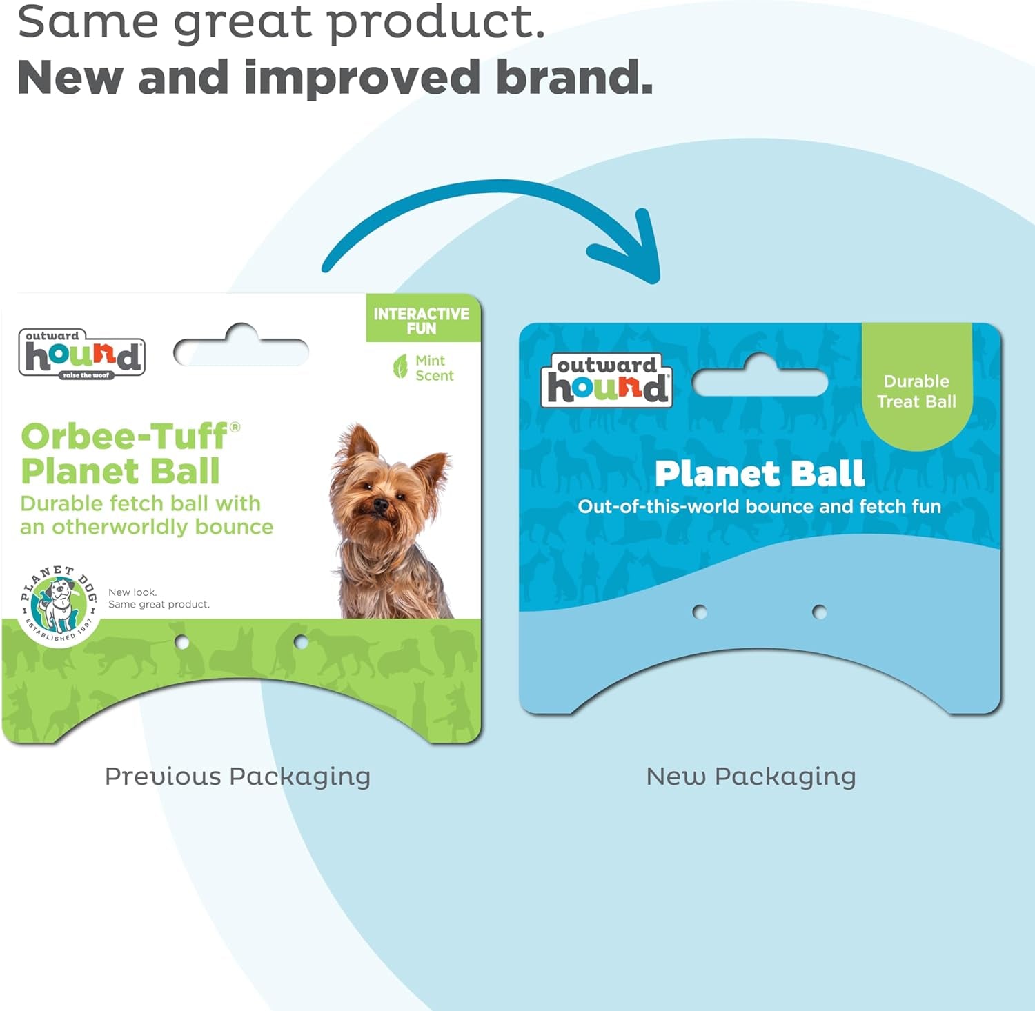 Outward Hound Orbee-Tuff Planet Ball Treat-Dispensing Dog Toy - Small, Blue/Green